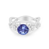 Art Deco Plumeria Flower Infinity Shank Engagement Ring Simulated Cubic Zirconia 925 Sterling Silver