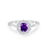 Floral Wedding Ring Petite Dainty Simulated Cubic Zirconia 925 Sterling Silver