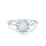 Floral Wedding Ring Petite Dainty Simulated Cubic Zirconia 925 Sterling Silver