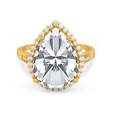 Teardrop Cocktail Engagement Ring Pear Simulated Cubic Zirconia 925 Sterling Silver