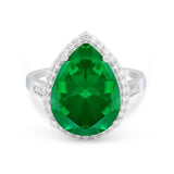 Teardrop Cocktail Engagement Ring Pear Simulated Cubic Zirconia 925 Sterling Silver