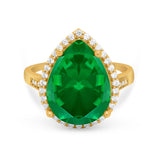 Teardrop Cocktail Engagement Ring Pear Simulated Cubic Zirconia 925 Sterling Silver