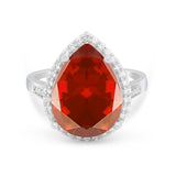 Teardrop Cocktail Engagement Ring Pear Simulated Cubic Zirconia 925 Sterling Silver