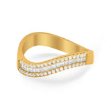 Curved Thumb Half Eternity Rings Round 925 Sterling Silver