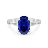 Solitaire Oval Wedding Engagement Ring 925 Sterling Silver