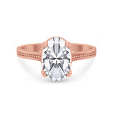 Solitaire Oval Wedding Engagement Ring 925 Sterling Silver