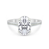 Solitaire Oval Wedding Engagement Ring 925 Sterling Silver