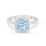 Halo Princess Cut Wedding Ring Simulated Cubic Zirconia 925 Sterling Silver