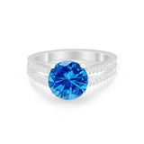 Vintage Style Round Simulated Cubic Zirconia Engagement Ring 925 Sterling Silver