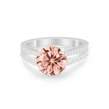 Vintage Style Round Simulated Cubic Zirconia Engagement Ring 925 Sterling Silver