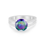 Vintage Style Round Simulated Cubic Zirconia Engagement Ring 925 Sterling Silver