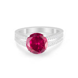 Vintage Style Round Simulated Cubic Zirconia Engagement Ring 925 Sterling Silver