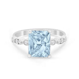 Radiant Cut Shank Simulated Cubic Zirconia 925 Sterling Silver Engagement Ring