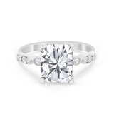 Radiant Cut Shank Simulated Cubic Zirconia 925 Sterling Silver Engagement Ring