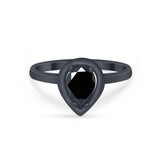 Solitaire Wedding Ring Pear Simulated Cubic Zirconia 925 Sterling Silver