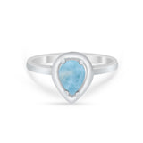 Solitaire Wedding Ring Pear Simulated Cubic Zirconia 925 Sterling Silver