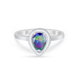 Solitaire Wedding Ring Pear Simulated Cubic Zirconia 925 Sterling Silver