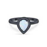Solitaire Wedding Ring Pear Simulated Cubic Zirconia 925 Sterling Silver