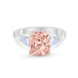 Three Stone Wedding Ring Heart Simulated Cubic Zirconia 925 Sterling Silver BA1058