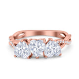 Three Heart Engagement Promise Ring Simulated Cubic Zirconia 925 Sterling Silver