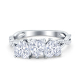 Three Heart Engagement Promise Ring Simulated Cubic Zirconia 925 Sterling Silver
