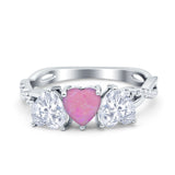 Three Heart Engagement Promise Ring Simulated Cubic Zirconia 925 Sterling Silver