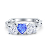 Three Heart Engagement Promise Ring Simulated Cubic Zirconia 925 Sterling Silver