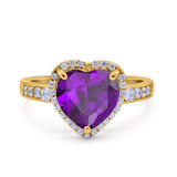 Halo Heart Promise Ring Simulated Cubic Zirconia 925 Sterling Silver
