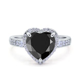 Halo Heart Promise Ring Simulated Cubic Zirconia 925 Sterling Silver