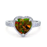 Halo Heart Promise Ring Simulated Cubic Zirconia 925 Sterling Silver