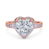 Halo Heart Promise Ring Simulated Cubic Zirconia 925 Sterling Silver