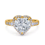 Halo Heart Promise Ring Simulated Cubic Zirconia 925 Sterling Silver