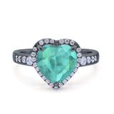Halo Heart Promise Ring Simulated Cubic Zirconia 925 Sterling Silver