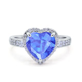 Halo Heart Promise Ring Simulated Cubic Zirconia 925 Sterling Silver