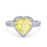Halo Heart Promise Ring Simulated Cubic Zirconia 925 Sterling Silver