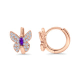 Butterfly Marquise Lever Back Earrings Hoop Huggie Design Simulated CZ 925 Sterling Silver (12mm)