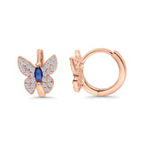 Butterfly Marquise Lever Back Earrings Hoop Huggie Design Simulated CZ 925 Sterling Silver (12mm)