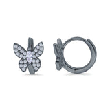 Butterfly Marquise Lever Back Earrings Hoop Huggie Design Simulated CZ 925 Sterling Silver (12mm)
