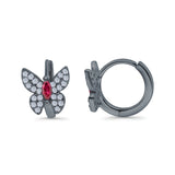 Butterfly Marquise Lever Back Earrings Hoop Huggie Design Simulated CZ 925 Sterling Silver (12mm)
