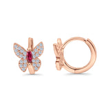 Butterfly Marquise Lever Back Earrings Hoop Huggie Design Simulated CZ 925 Sterling Silver (12mm)