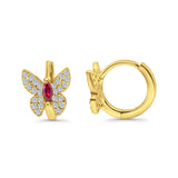 Butterfly Marquise Lever Back Earrings Hoop Huggie Design Simulated CZ 925 Sterling Silver (12mm)