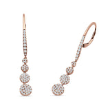 Dangle Drop Leverback Earrings Graduated Circles Cubic Zirconia 925 Sterling Silver