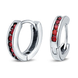 Eternity Huggie Hoop Earrings Channel Round Simulated CZ 925 Sterling Silver (16mm)