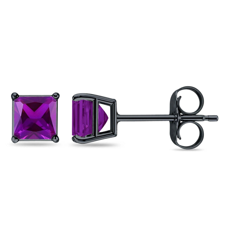 Solitaire Princess Cut Stud Earrings 925 Sterling Silver 3mm-9mm