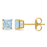 Solitaire Princess Cut Stud Earrings 925 Sterling Silver 3mm-9mm
