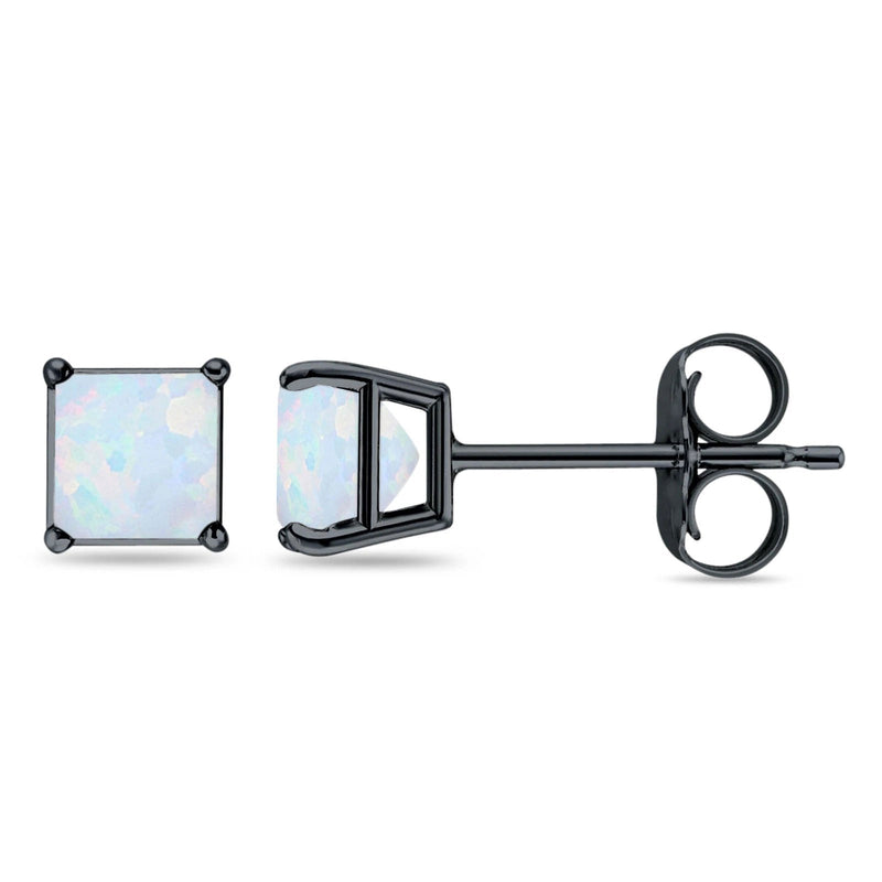 Solitaire Princess Cut Stud Earrings 925 Sterling Silver 3mm-9mm