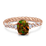 Twisted Rope Hidden Halo Oval Engagement Ring Cubic Zirconia 925 Sterling Silver