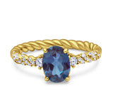 Hidden Halo Twisted Rope Oval Lab Alexandrite Engagement Ring