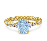 Hidden Halo Twisted Rope Oval Natural Aquamarine Engagement Ring
