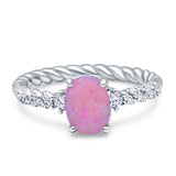 Twisted Rope Hidden Halo Oval Engagement Ring Cubic Zirconia 925 Sterling Silver